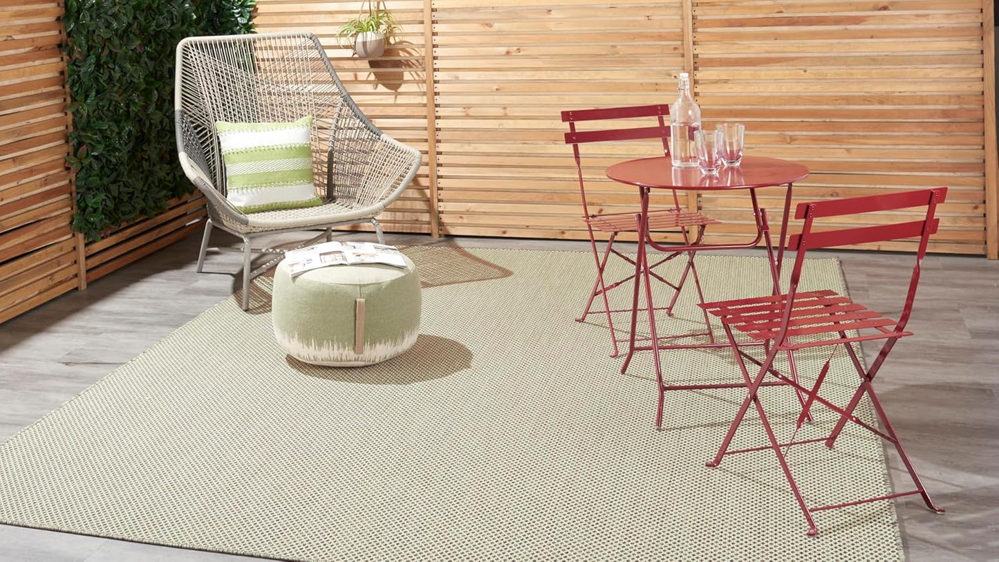 Nourison Courtyard Indoor/Outdoor Ivory Green 8' x 10' Area Rug, Geometric, Easy Cleaning, Non Shedding, Bed Room, Living Room, Dining Room, Deck, Patio, Backyard (8x10)