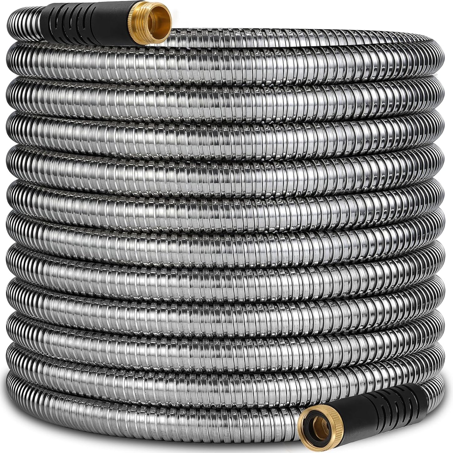 200 ft Stainless Steel Garden Hose - 2025 Upgraded Metal Water hose - Flexible Water Hose Pipes with Latex Core, 3/4" Solid Brass Connector - No-Expandable Garden Hoses
