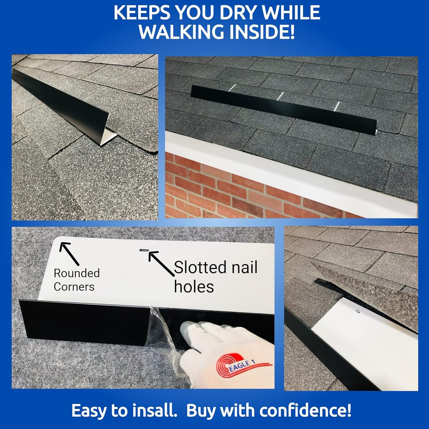 Eagle 1-26 Gauge 5 Foot Rain Diverter - Nails and Instructions Included (Mill Finish Aluminum, Copper, Galvanized, Stainless Steel & More) (2, Light Stone)