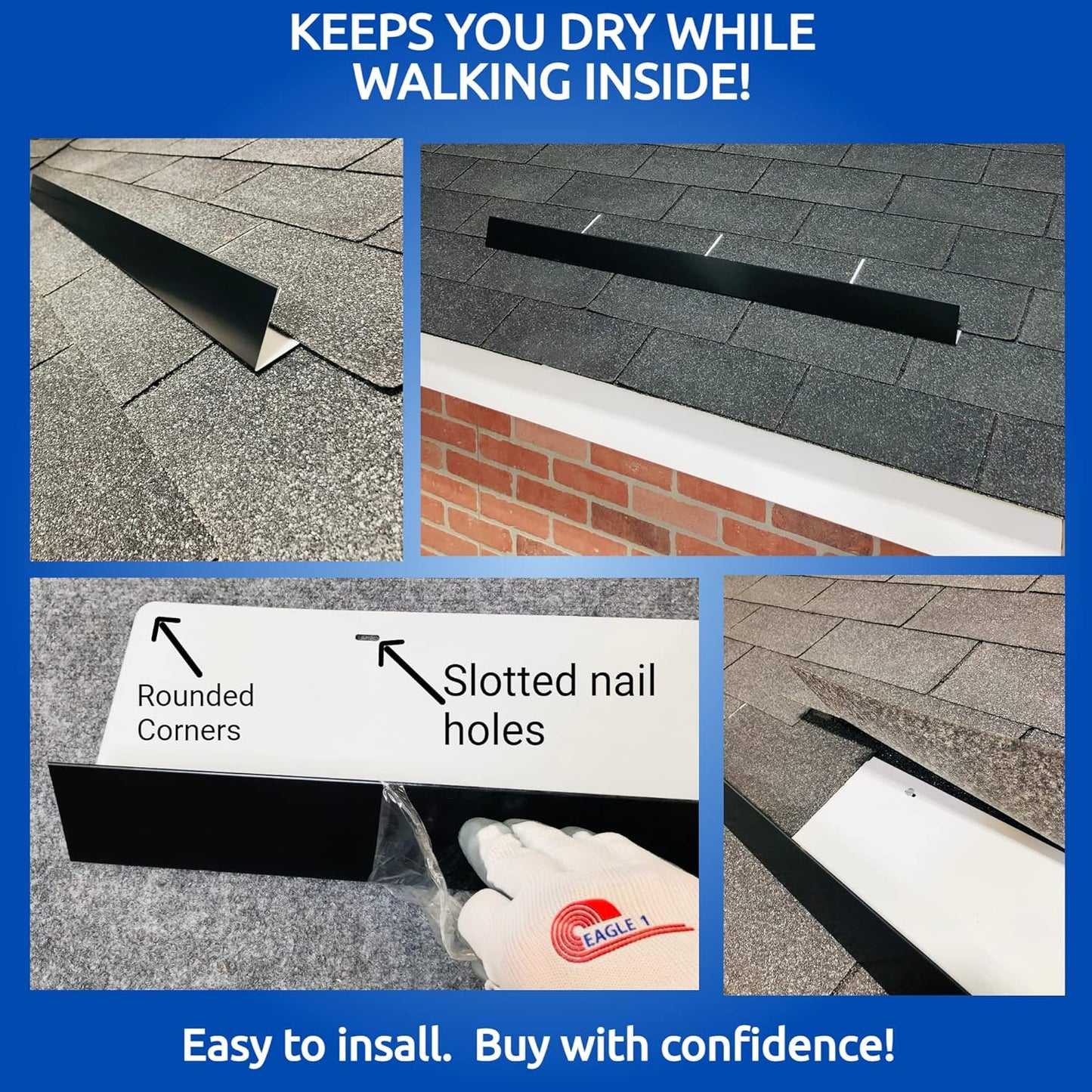 Eagle 1-26 Gauge 5 Foot Rain Diverter - Nails and Instructions Included (Mill Finish Aluminum, Copper, Galvanized, Stainless Steel & More) (3, Barn Red)