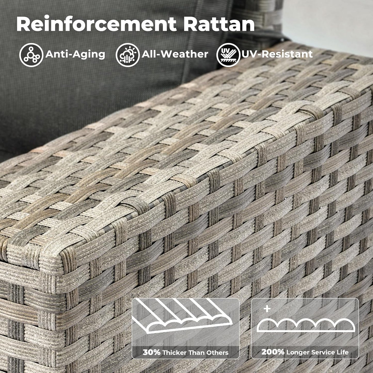 ovios 13 Pieces Patio Furniture Set, Outdoor Wicker Sectional Sofa with 54 Inch Fire Pit Table Comfy Cushions, Modern Modular Deep Seat Rattan Couch Conversation Set, Black