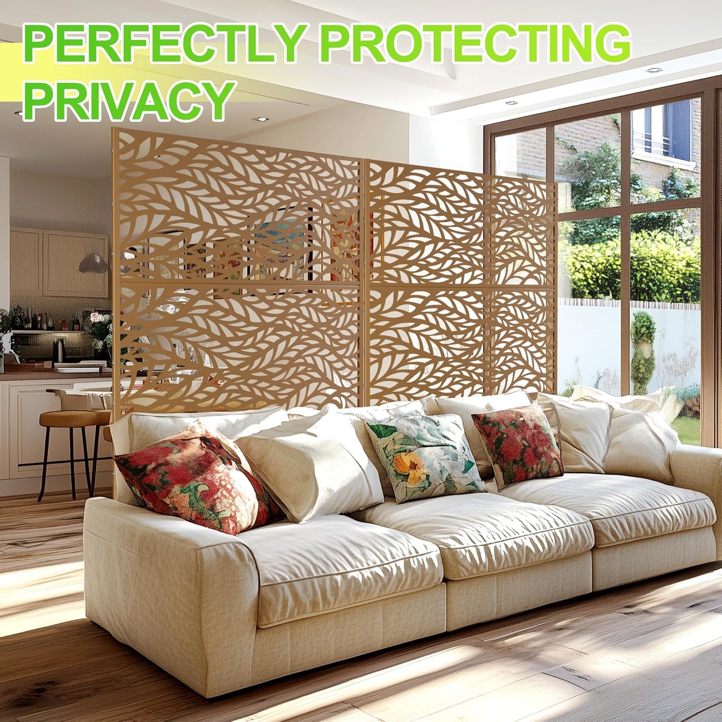 Outdoor Privacy Screen,72" H×47" W Metal Privacy Screen, Freestanding Privacy Fence Panels for Patio