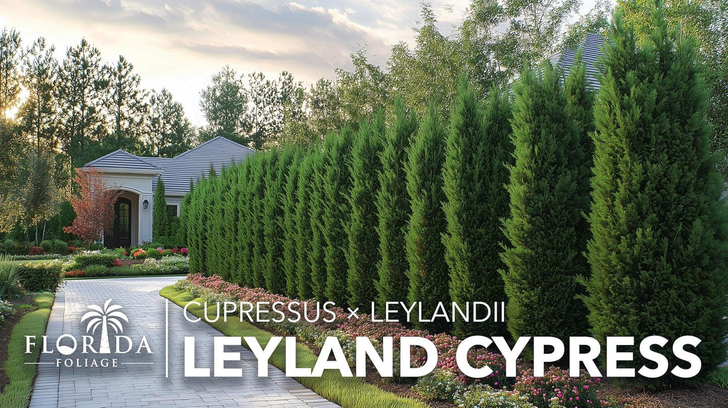 Leyland Cypress | 10 Live Plants | Cupressocyparis leylandii | Fast Growing Privacy Trees, Evergreen Landscape Plants, Drought Tolerant, Low Maintenance, Windbreak, Hardy