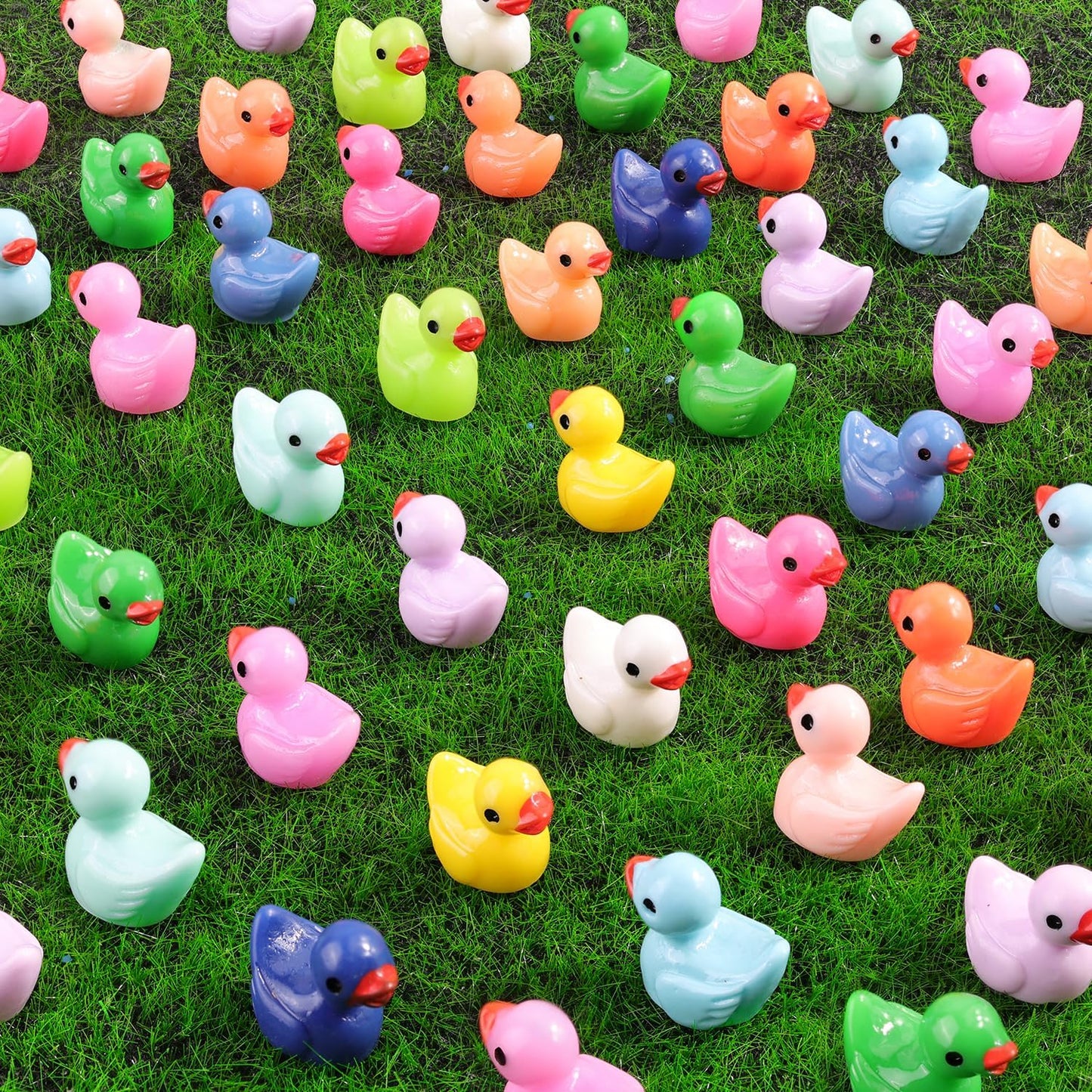 200PCS Mini Resin Animals Cute Tiny Ducks,Miniature Duck Figures to Hide,Little Animal Toys Small Figurines Bulk for Topper Desk Garden Dollhouse Landscape Aquarium Ornaments DIY Crafts & Decor