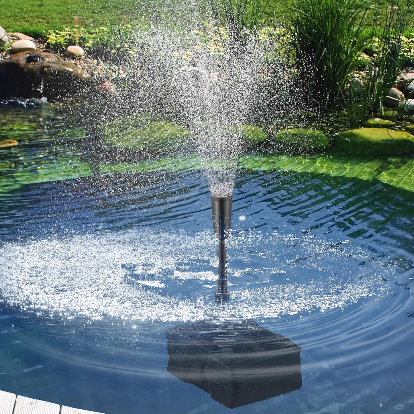 VIVOHOME 660 GPH Submersible Pond Filter Pump Fountain Kits with Sterilizer Suitable for Ponds of 1180 Gallons, Water Pump Built In