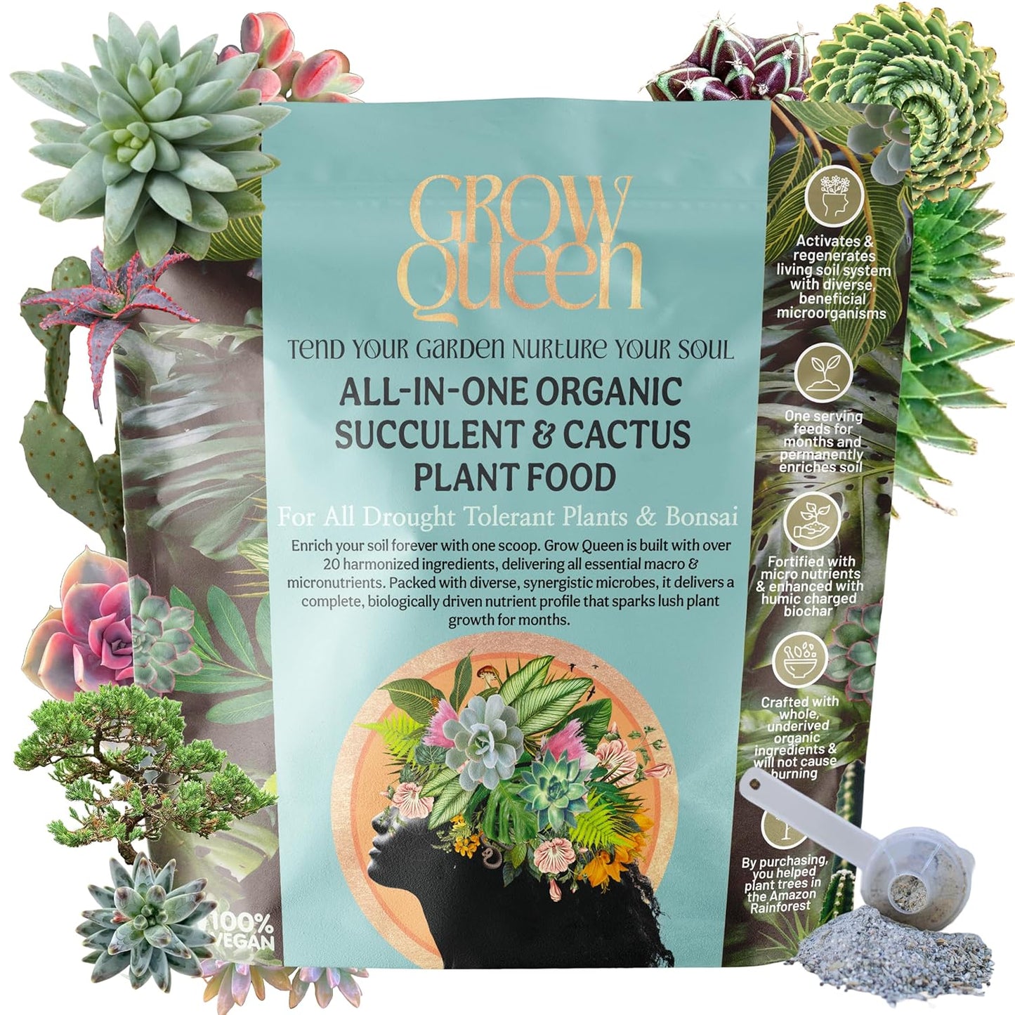 All-In-One Organic Succulent Fertilizer, Cactus Fertilizer, Succulent Plant Food, Bonsai & Cactus Food, 3 lb bag = 75 Single Servings, Fast & Slow Release feeds up to 300 plants for 8months
