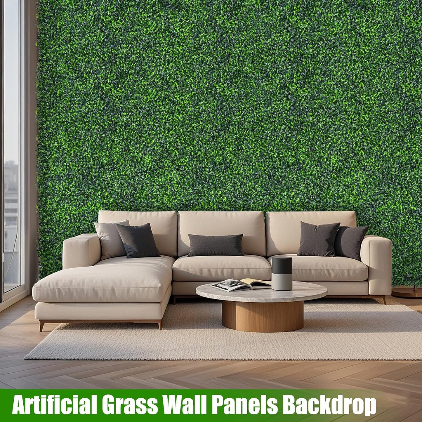 Artificial Boxwood Roll,48x120 in(40 sqft) UV-Anti Faux Ivy Grass Wall Backdrop for Balcony Privacy, Fake Grennery Wall Decor for Garden, Patio, Backyard