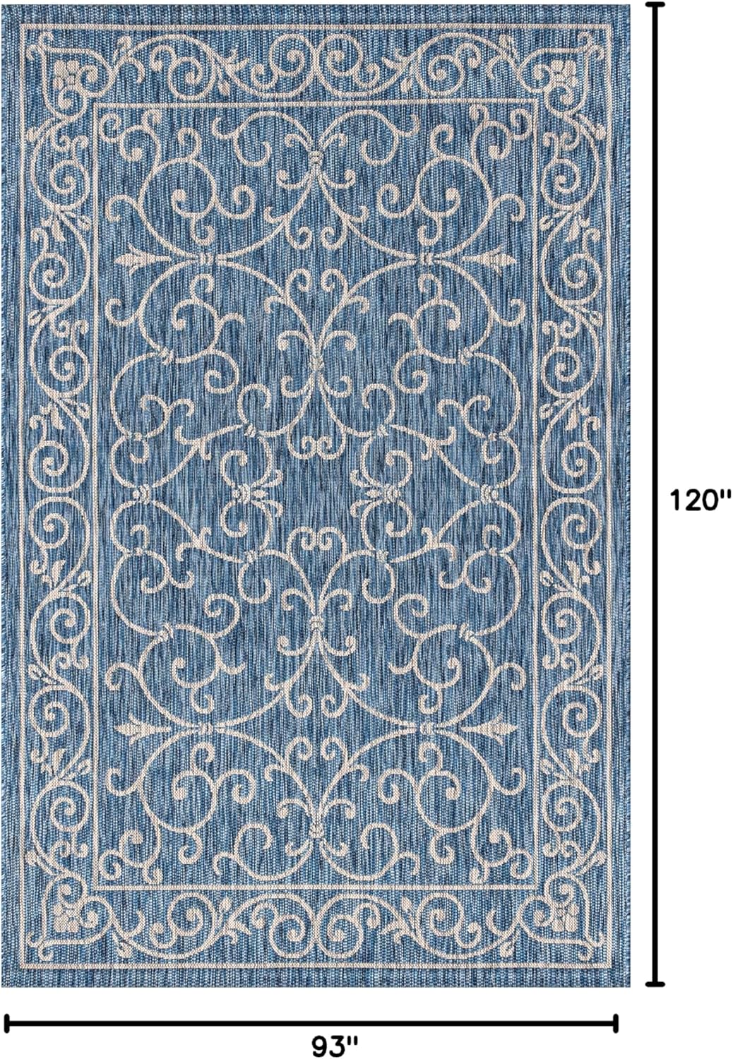 JONATHAN Y SMB106D-8 Charleston Vintage Filigree Textured Weave Indoor/Outdoor Navy/Gray 8 ft. x 10 ft. Area Rug, Classic,Easy Cleaning,HighTraffic,LivingRoom,Backyard, Non Shedding