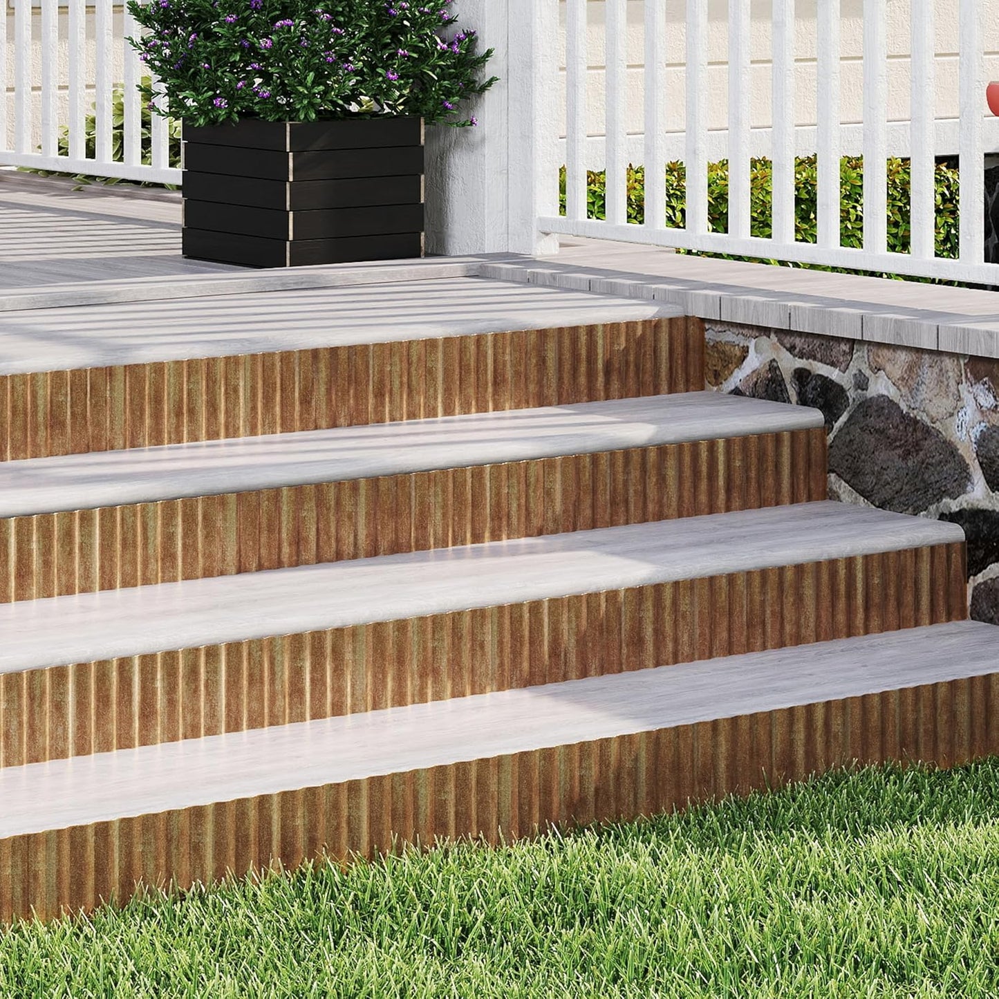 Metal Garden Edging Border, Corrugated Steel Landscaping, DIY for Lawn (Rusty, 10 Inch x 10FT)