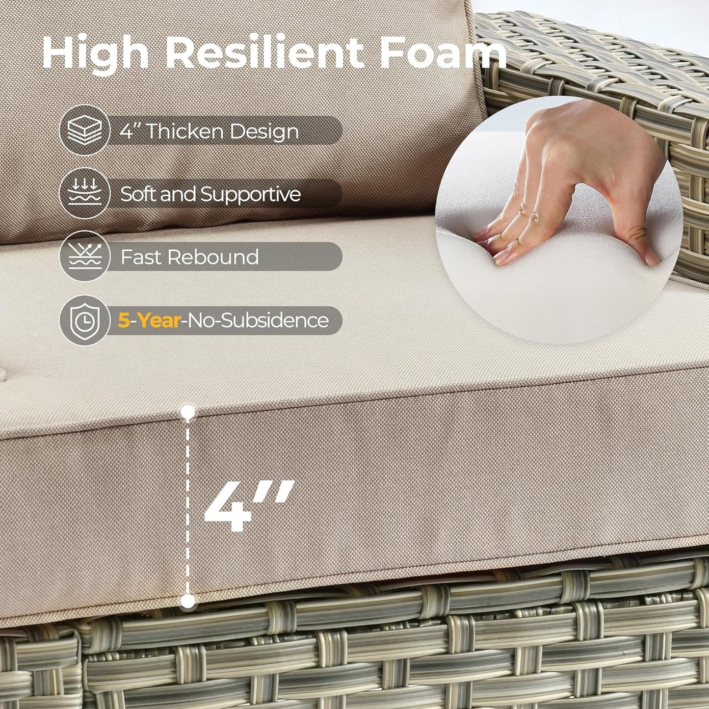 HOOOWOOO Outdoor Sectional Patio Furniture Set,9 Pieces Wicker Conversation Sets L Shaped Couch,Extra Deep Out Door Sofa Outside Furniture with Swivel Chairs,Beige