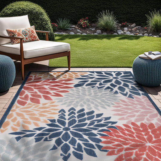Beverly Rug Outdoor Rug 10x14 Large Modern Floral Tropical Area Rugs for Indoor and Outdoor Patio Easy to Clean Non Shedding Living Room Porch Garden Washable Outside Carpet (10 x 14 Multicolor)