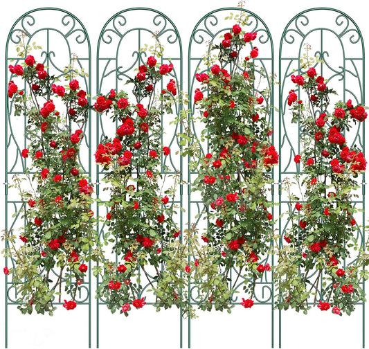4 Pack 59x16in Metal Garden Trellis for Climbing Plants,Green Large Trellis for Climbing Plants Outdoor, Roses, Vegetables Vines Flowers Support, Large Decorative Outdoor Trellis
