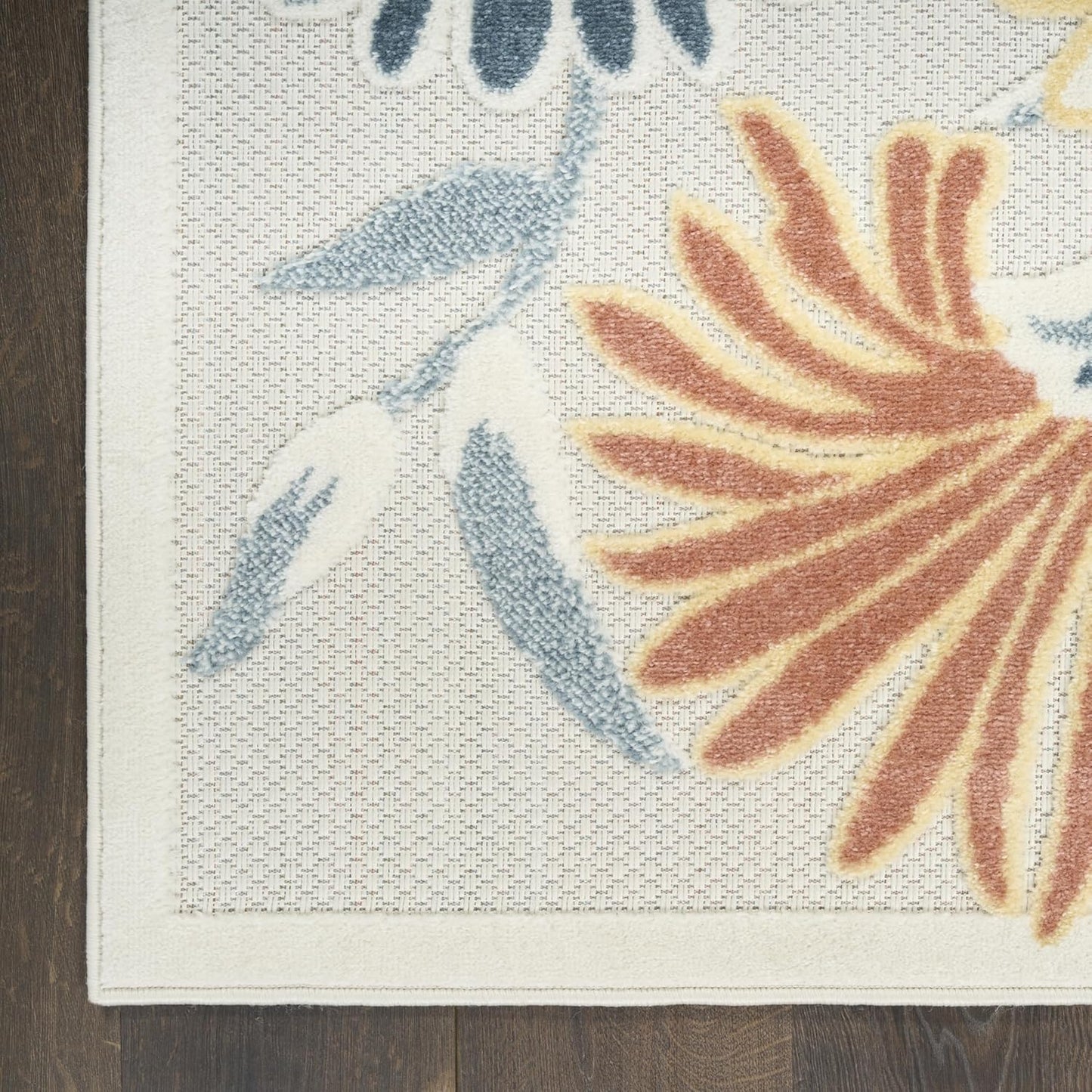 Nourison Aloha Ivory Rose 2'8" x 4' Area Rug - Easy Clean, Non Shedding, Bed Room, Living Room, Dining Room, Kitchen (3' x 4')