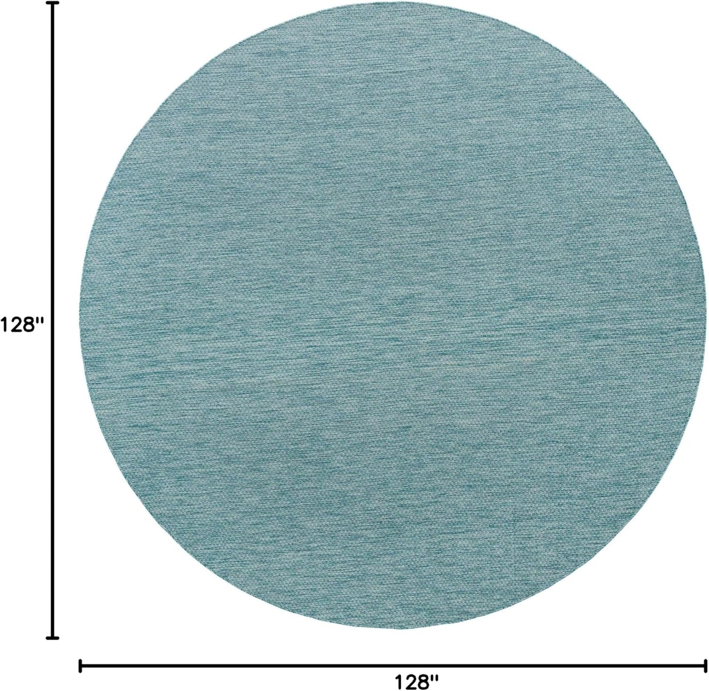 Unique Loom Collection Casual Transitional Solid Heathered Indoor/Outdoor Flatweave Area Rug (10' 8" Round, Aquamarine/Ivory)