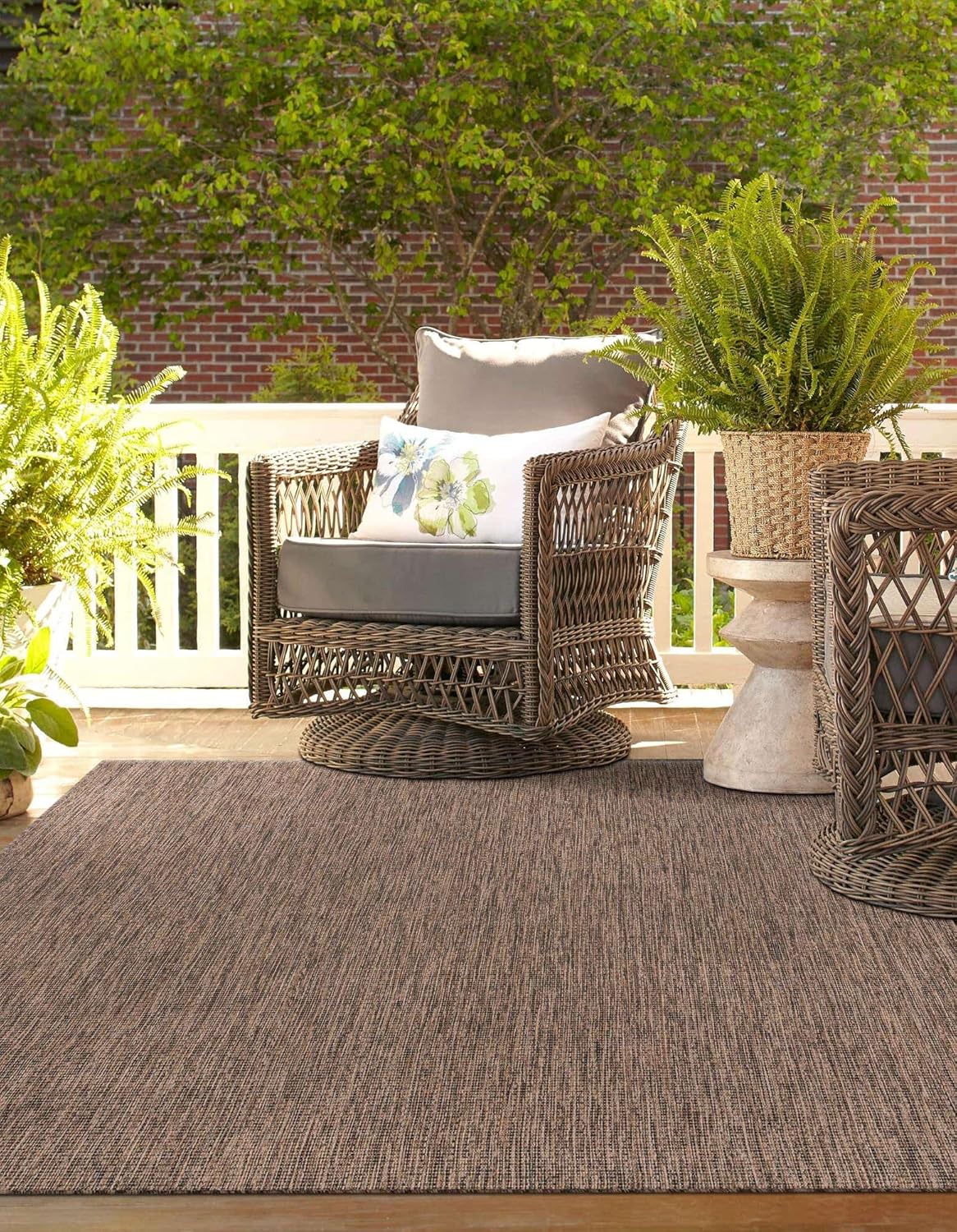 Unique Loom Outdoor Solid Collection Area Rug (3' x 5' 1" Rectangle Light Brown/Ivory)