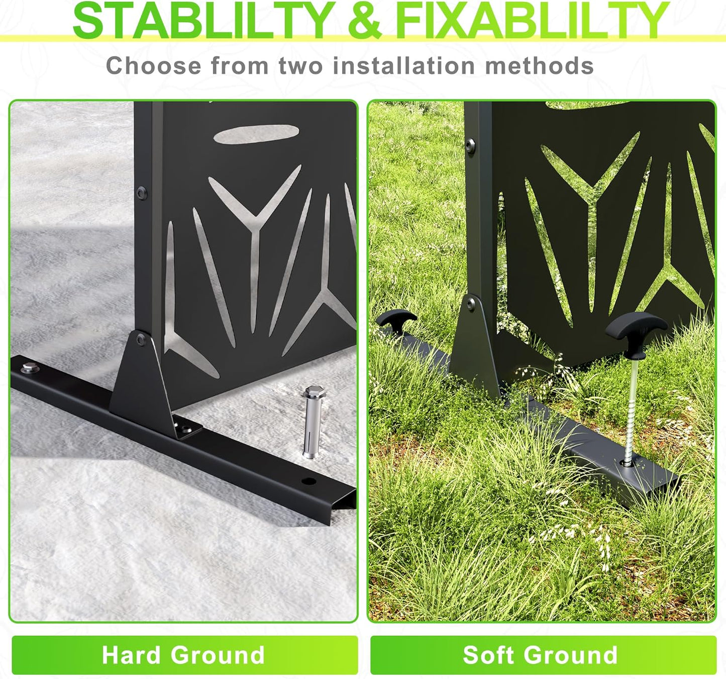 Outdoor Privacy Screen,72" H×47" W Metal Privacy Screen, Freestanding Privacy Fence Panels for Patio