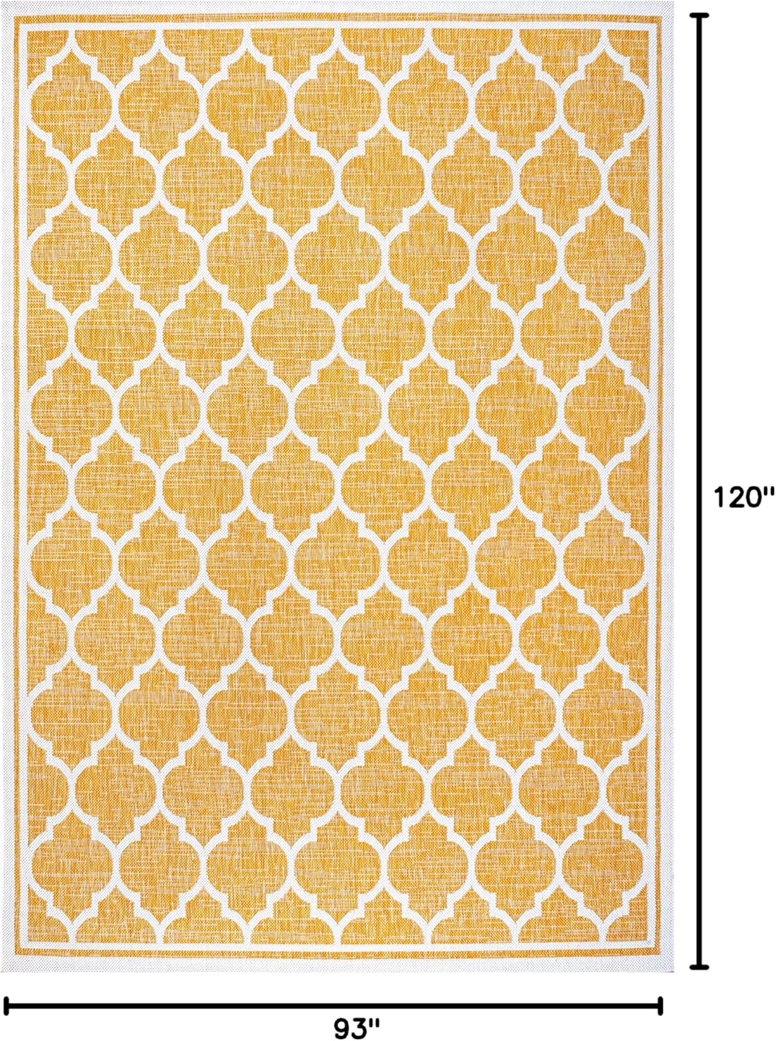 Eyely BMS109F-8 Santa Monica Trebol Moroccan Trellis Textured Weave Indoor/Outdoor Area Rug Coastal;Bohemian, Bedroom, Backyard, Patio, Easy-Cleaning, Non-Shedding, 8 X 10, Yellow/Cream