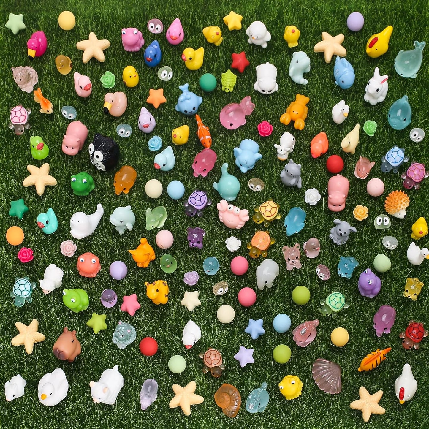 150 Pcs Mini Resin Animals, Miniature Animals to Hide Luminous Tiny Figurines Bulk Glow in The Dark Bulk for Fairy Garden Aquarium