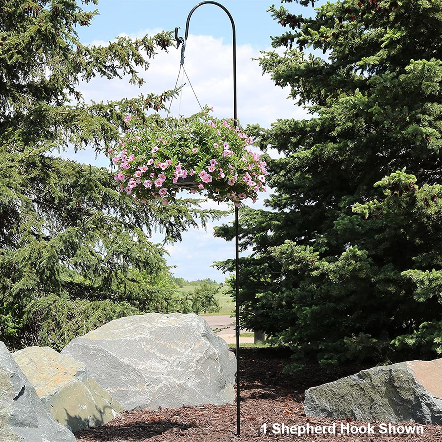 Sunnydaze 82-Inch Outdoor Heavy-Duty Shepherd Hook - Black - Set of 2