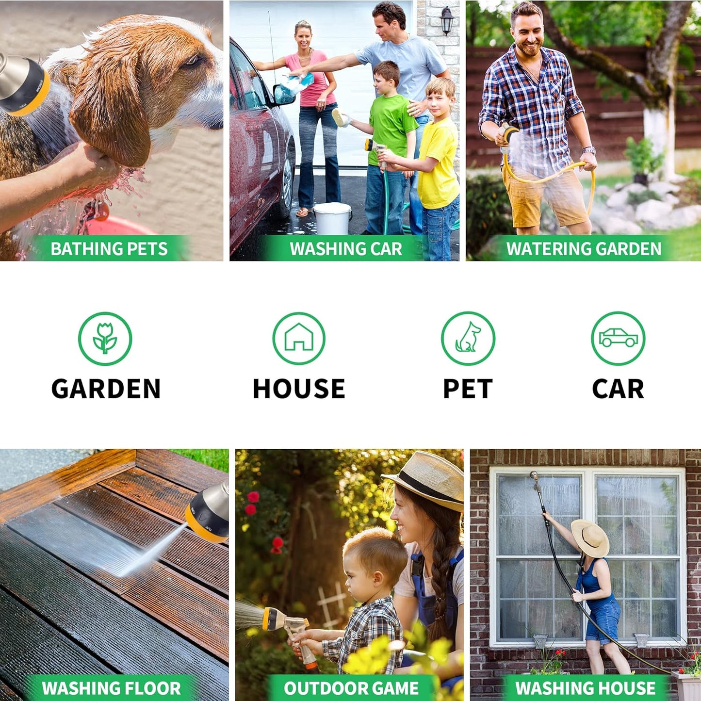 AUTOMAN Garden Nozzle Sprayer, High Pressure Spray Nozzle, 100% Metal Water Hose Nozzle, 7 Patterns Watering Nozzle, Heavy Duty Sprayer Garden Nozzle for Watering Plants & Lawns, Washing Cars & Pets