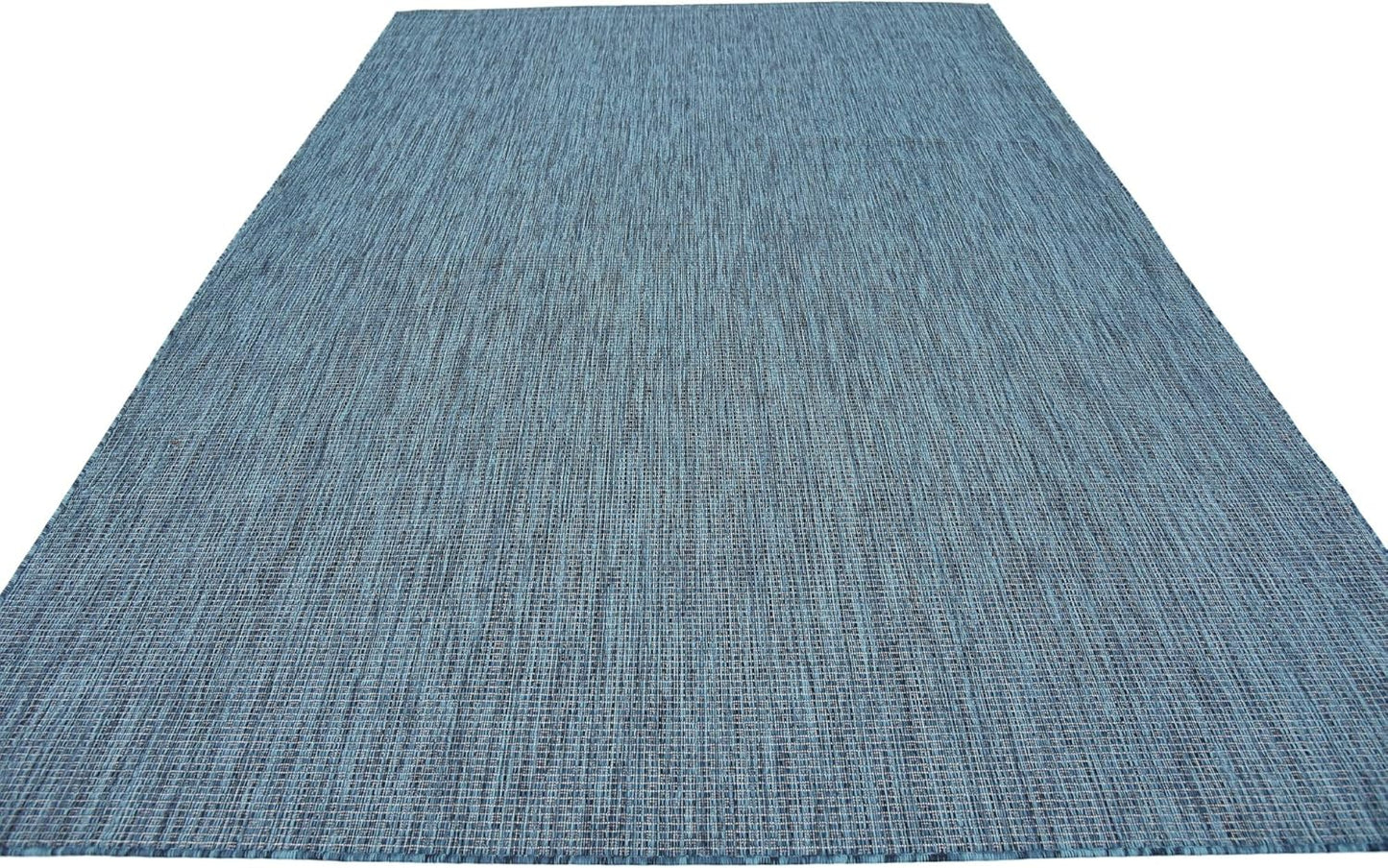 Unique Loom Collection Casual Transitional Solid Heathered Indoor/Outdoor Flatweave Area Rug (7' 1" x 10' Rectangle, Teal/Navy Blue)