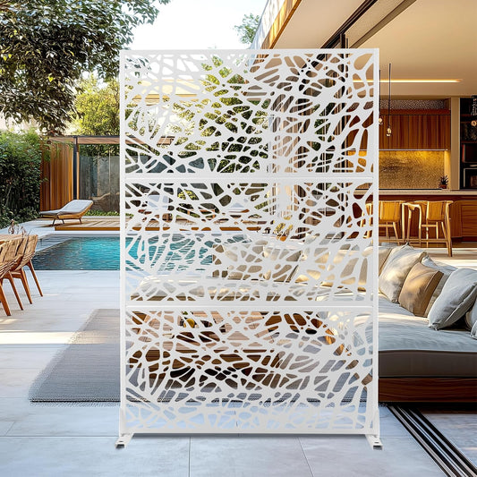Outdoor Privacy Screen,72" H×47" W Metal Privacy Screen, Freestanding Privacy Fence Panels for Patio