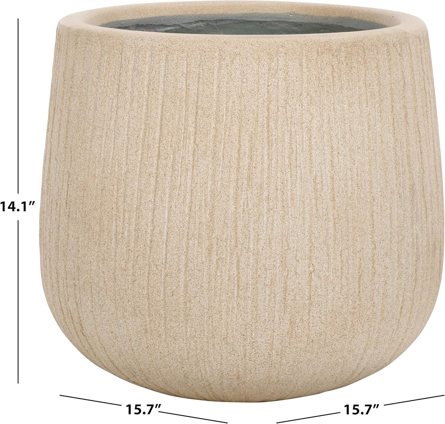 SAFAVIEH Outdoor Collection Francia Modern Beige Concrete Ficonstone Planter Pot