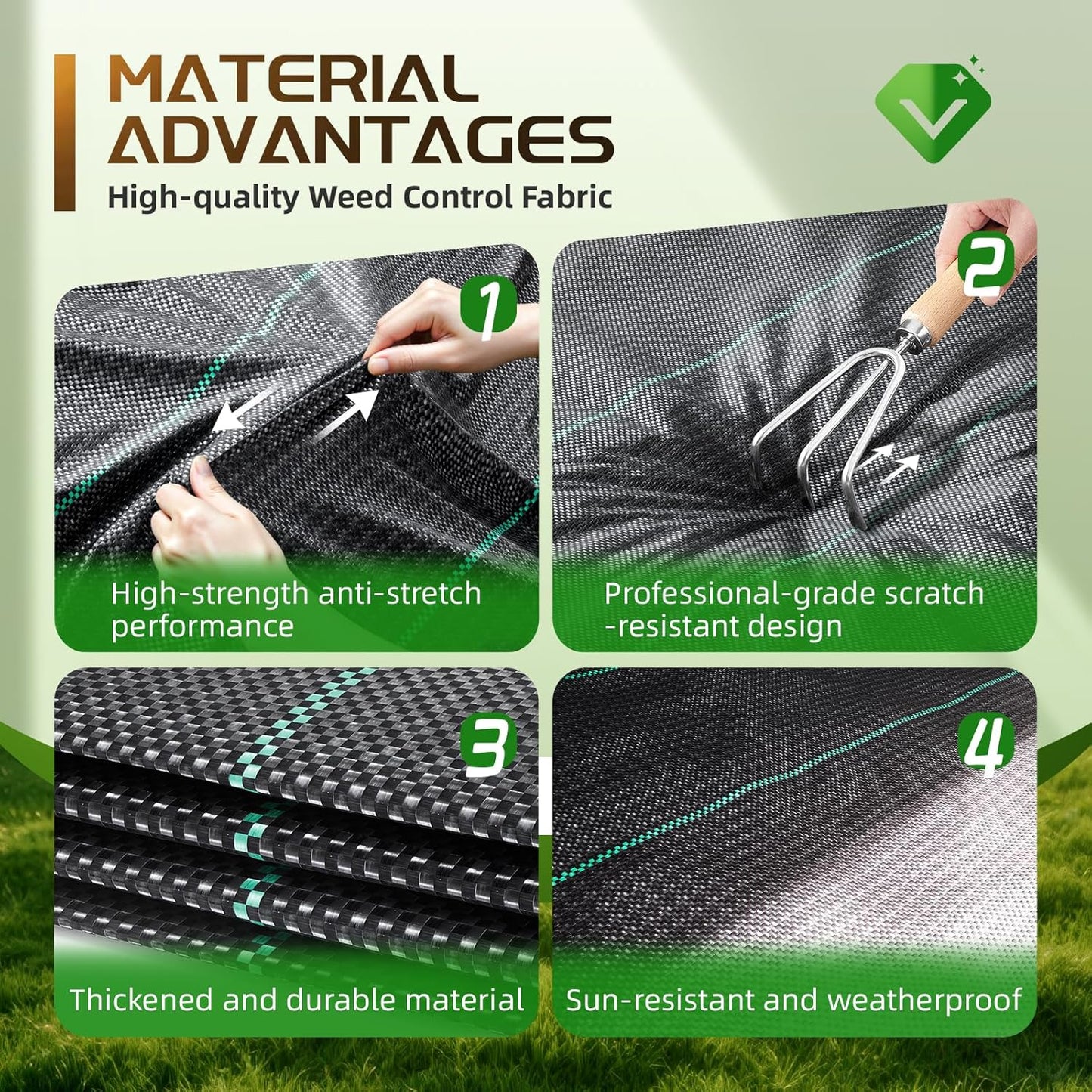 Land Guard 4ft x 300ft Weed Barrier Fabric Heavy Dusty, Ground Cover, Weed Mat, Woven Landscape Fabric for Garden, Lawn and Outdoor Project