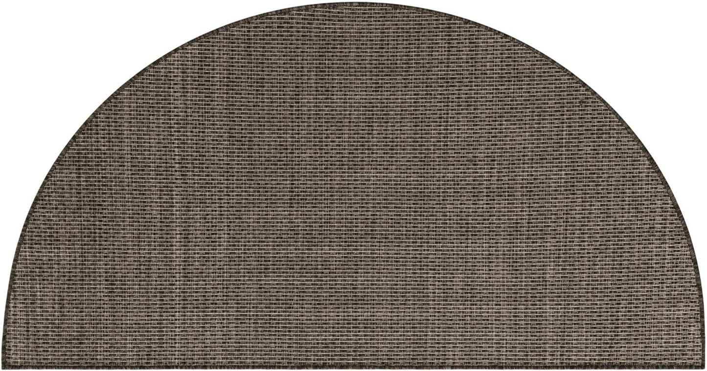 Unique Loom Collection Casual Transitional Solid Heathered Indoor/Outdoor Flatweave Area Rug (3' 1" x 6' 1" Hearth, Black/Ivory)
