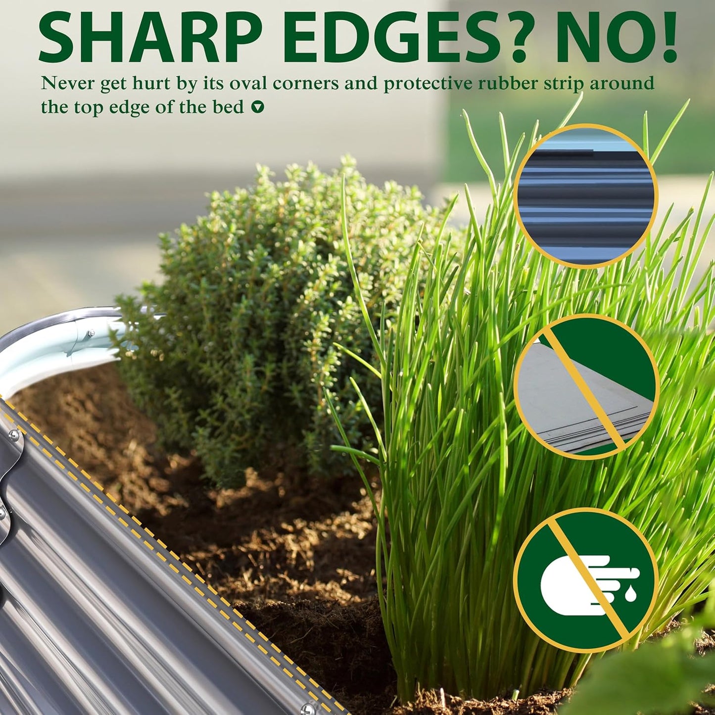 MUPATER 8x2x1 ft Raised Garden Bed Outdoor for Vegetables, 9-in-1 Galvanized Metal Planter Box, 11.1" H Modular Garden Bed Kit Oval for Herbs and Flowers, Grey