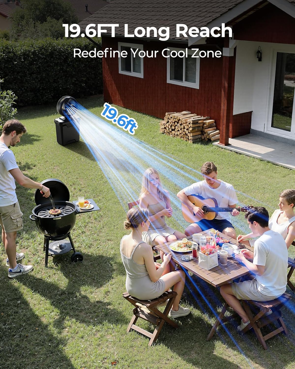 Koonie 10 Inch Camping Misting Fan 11L Tank, 20000mAh Cooling Battery Floor Fan with Remote, 4 Timers, 4 Speeds, 3 Mist Modes, 45°/90° Oscillation, 10° Tilt, Portable for Outdoors Patios, Travel