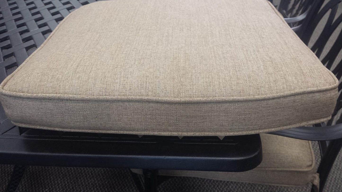 Grand Tuscany Outdoor Patio 7 pcs Round Fire Gas 52" Dining Set Dark Bronze Cast Aluminum Sunbrella Cushions