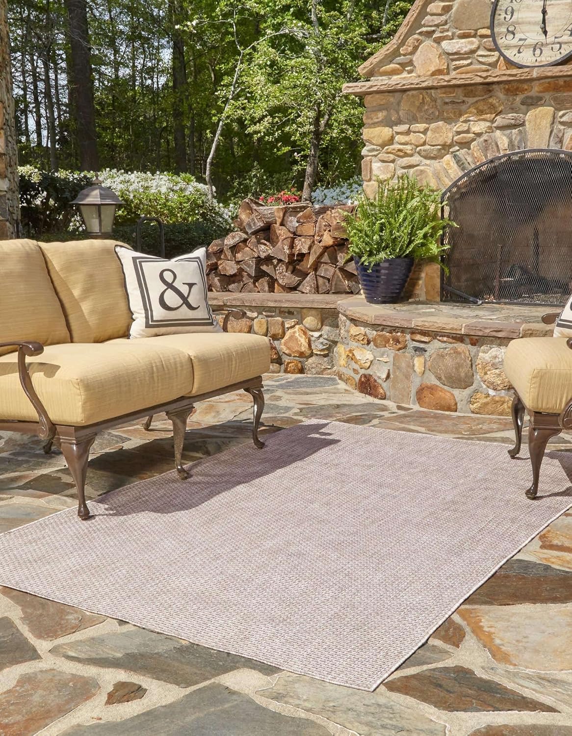 Unique Loom Outdoor Solid Collection Area Rug (10' x 14' 1" Rectangle Beige/Ivory)