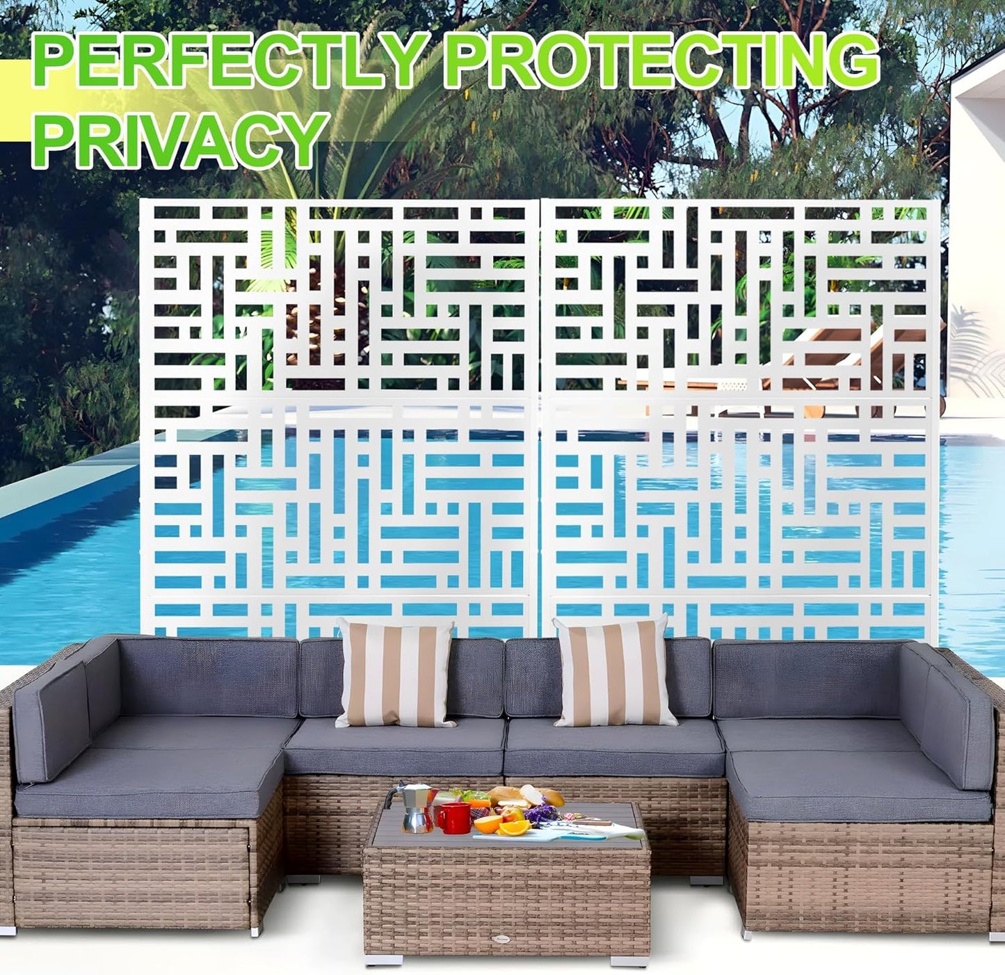 Outdoor Privacy Screen,72" H×47" W Metal Privacy Screen, Freestanding Privacy Fence Panels for Patio