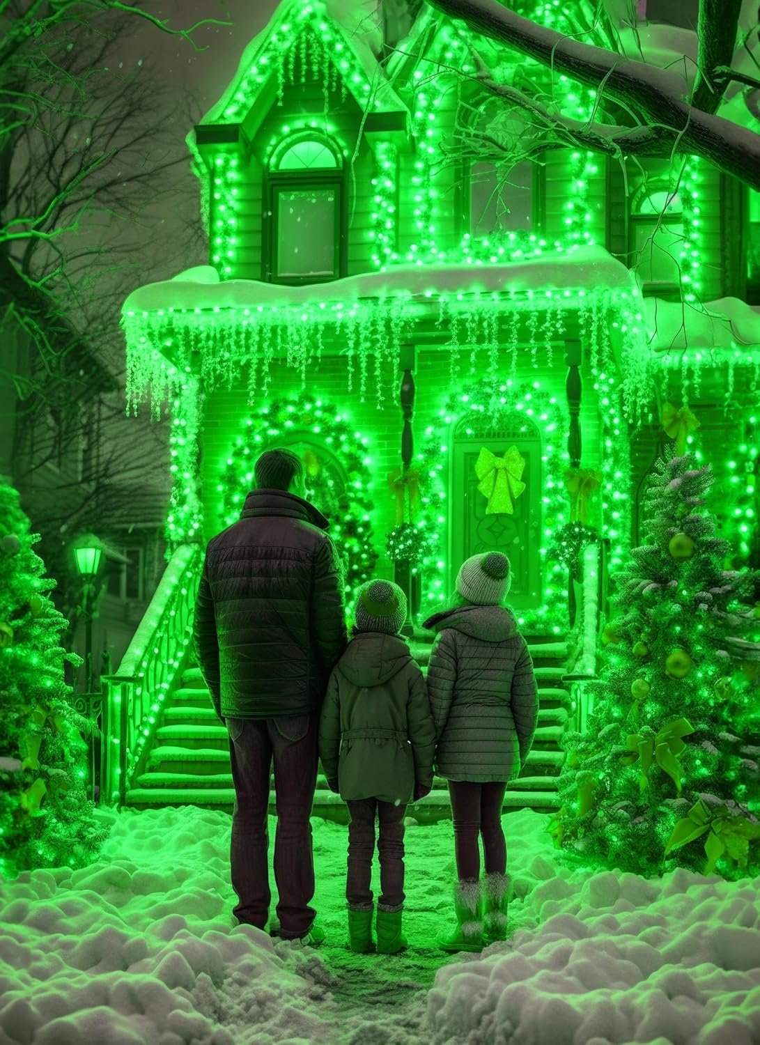 2-Pack 400LED 170FT Total Solar Outdoor Lights IP65 Waterproof Solar Powered Lights with 8 Lighting Modes for Party Garden Yard Home Holiday Tree Decoration Lighting,Green