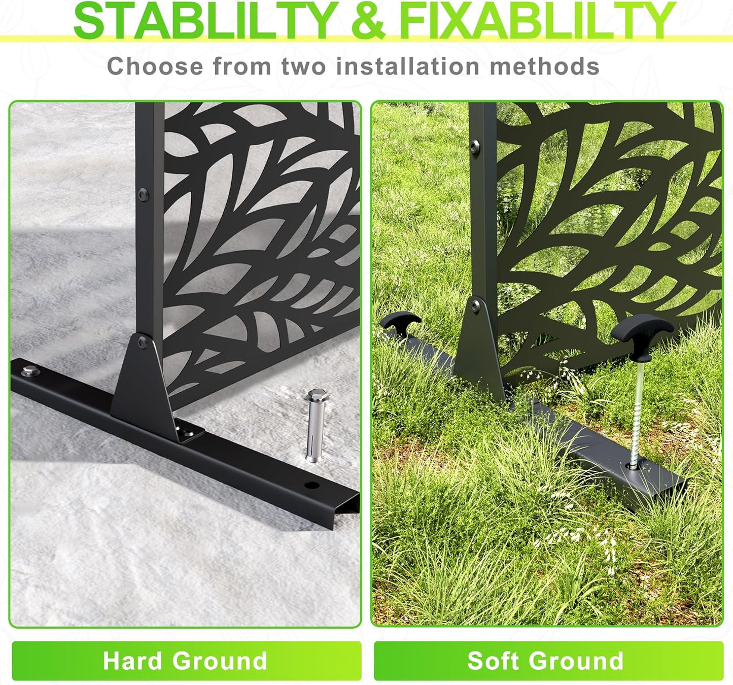 Outdoor Privacy Screen,72" H×47" W Metal Privacy Screen, Freestanding Privacy Fence Panels for Patio