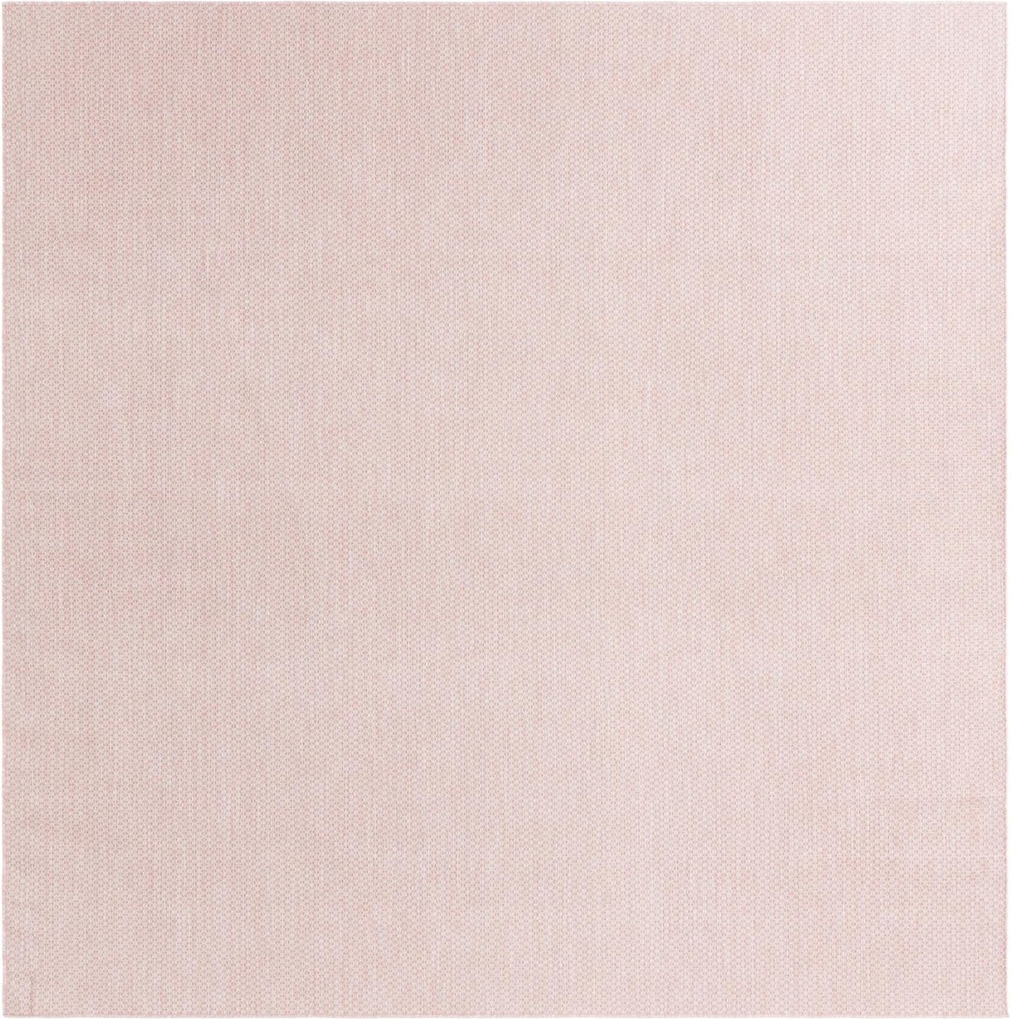 Unique Loom Collection Casual Transitional Solid Heathered Indoor/Outdoor Flatweave Area Rug (10' 8" Square, Whisper Pink/Ivory)