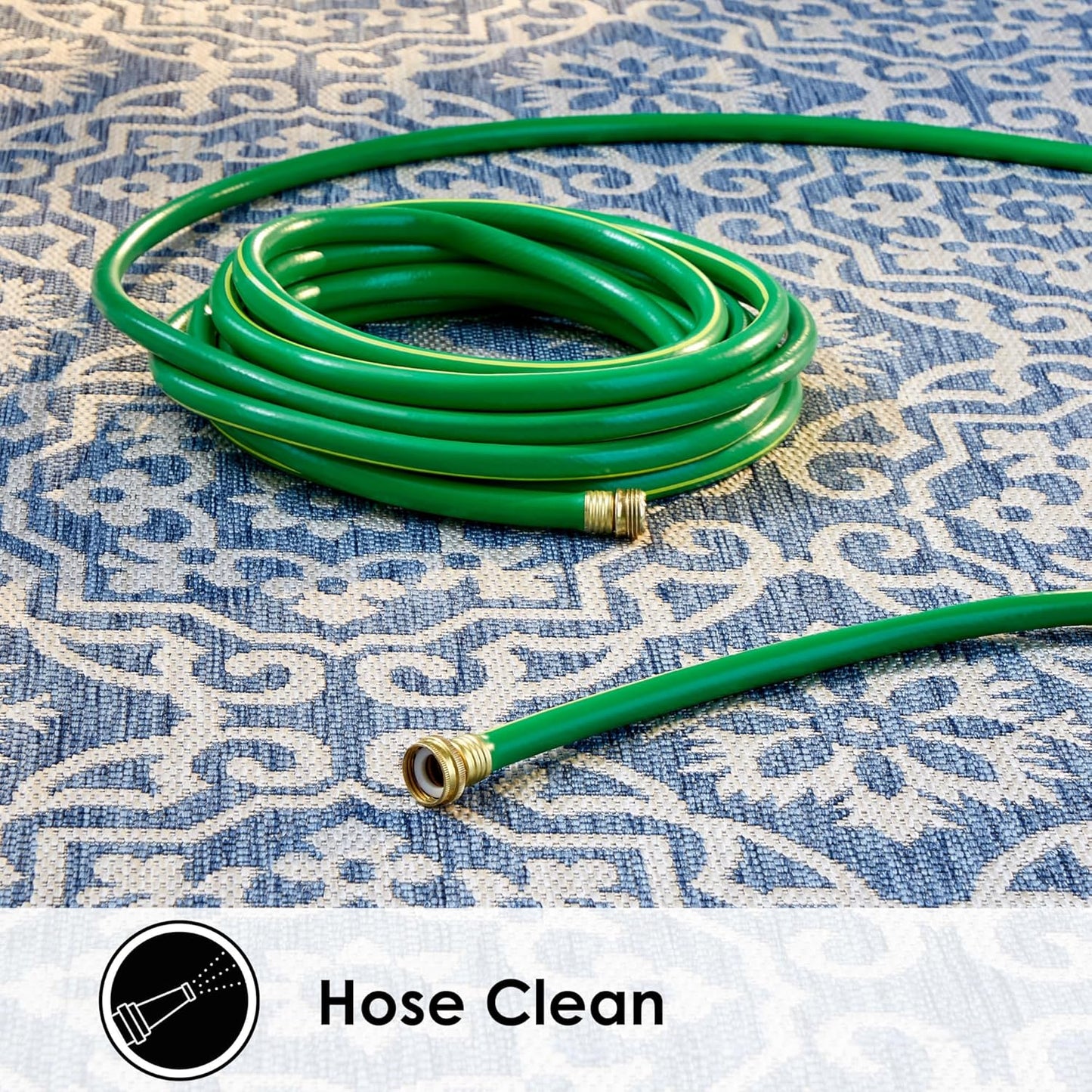 Nicole Miller New York Patio Country Julia Transitional Geometric Indoor/Outdoor Area Rug, Blue/Grey, 9'2"x12'5"