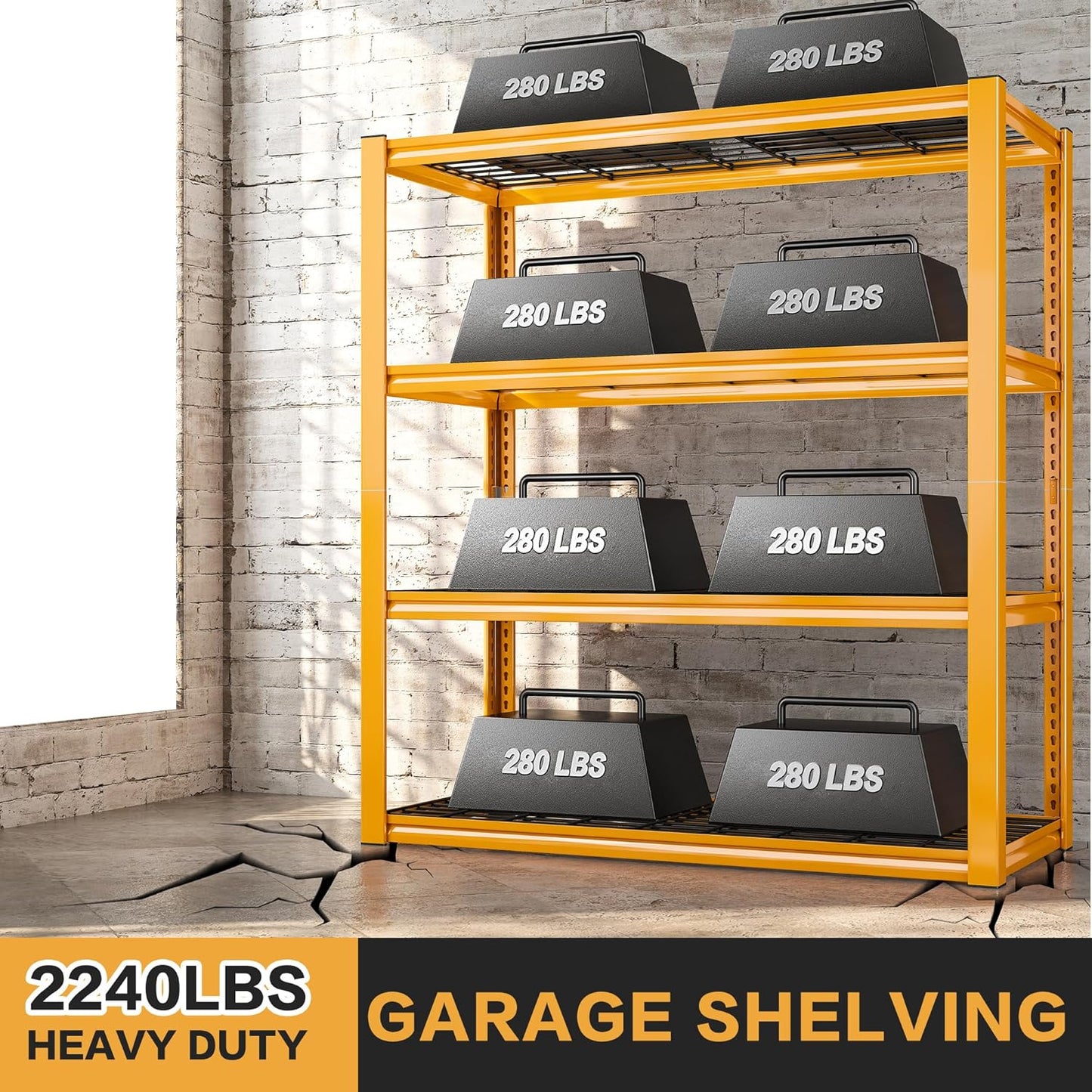 REIBII 40" W Garage Shelving 2240 LBS Storage Shelves Adjustable Heavy Duty Shelving 4 Tier Metal Shelves for Storage 59.5"H Metal Shelf for Pantry Basement Warehouse 40"W × 19.5"D × 59.5"H, 3 Pack