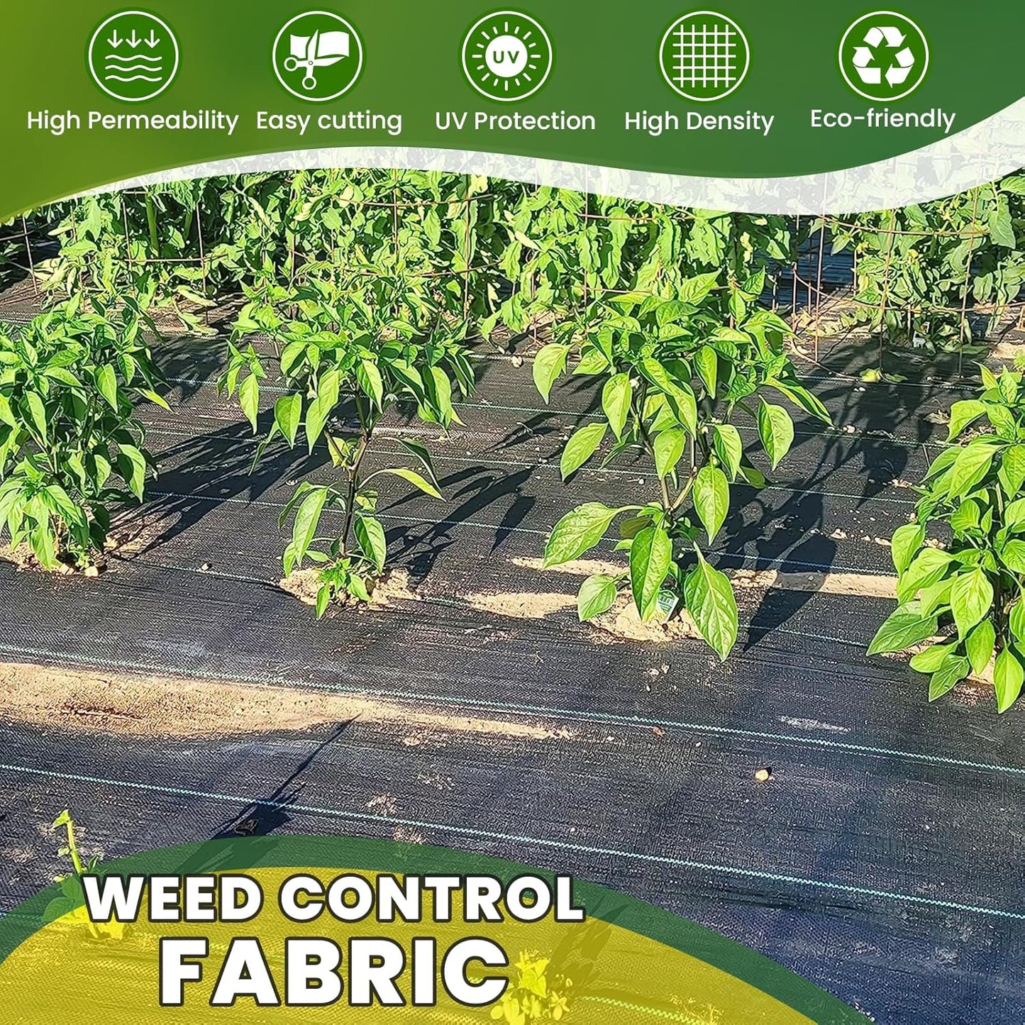 KAKO 6x200FT Weed Barrier Fabric, Heavy Duty Weed Barrier Landscape Fabric, Garden Weed Barrier Fabric, Garden Fabric Weed Barrier Weed Cloth for Landscaping Fabric, Garden Fabric, Driveway Fabric