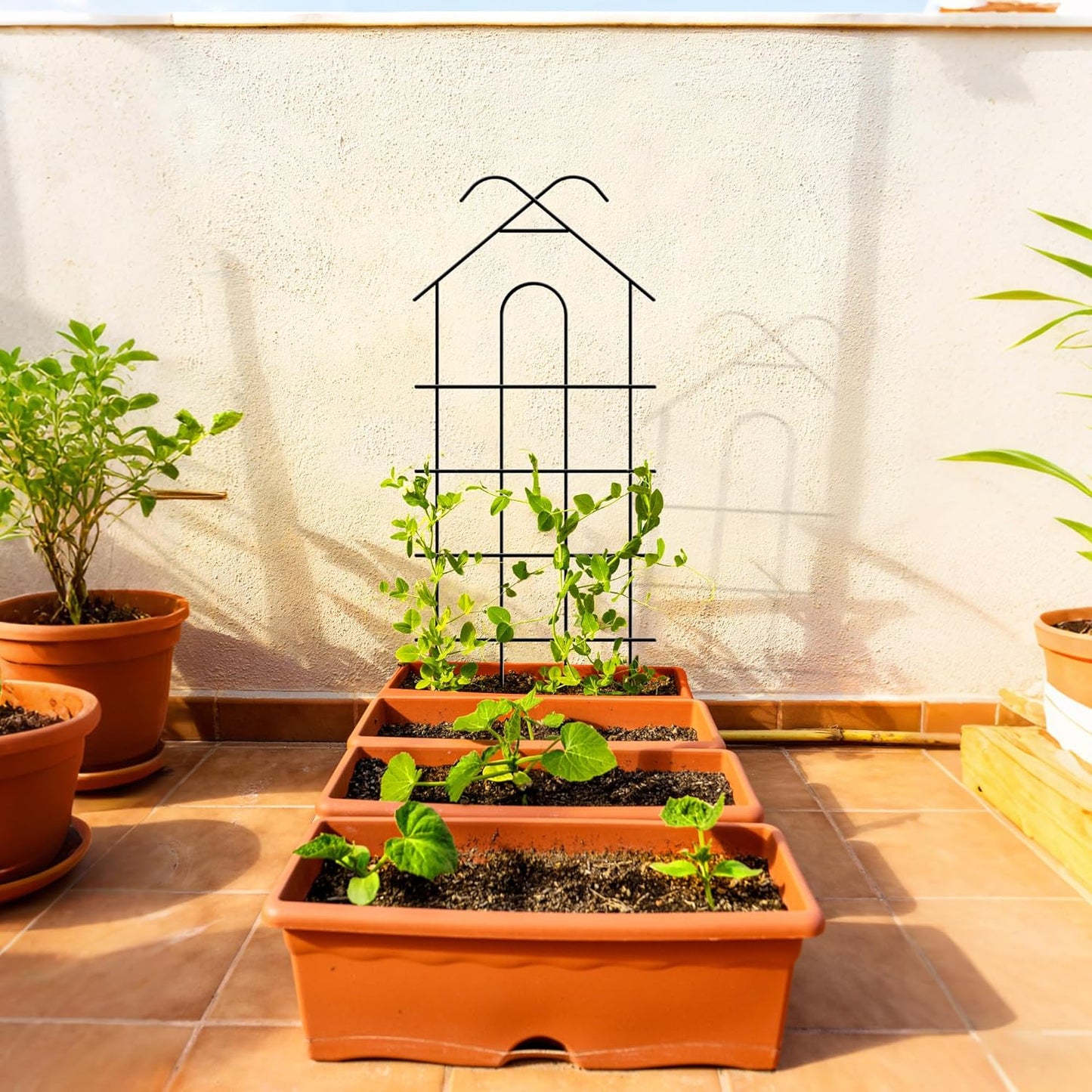 ARIFARO 40'' Metal Garden Trellis Indoor/Outdoor Sturdy Plant Trellis for Potted Plants,House Plants, Climbing Vines, Pack of 4, Black