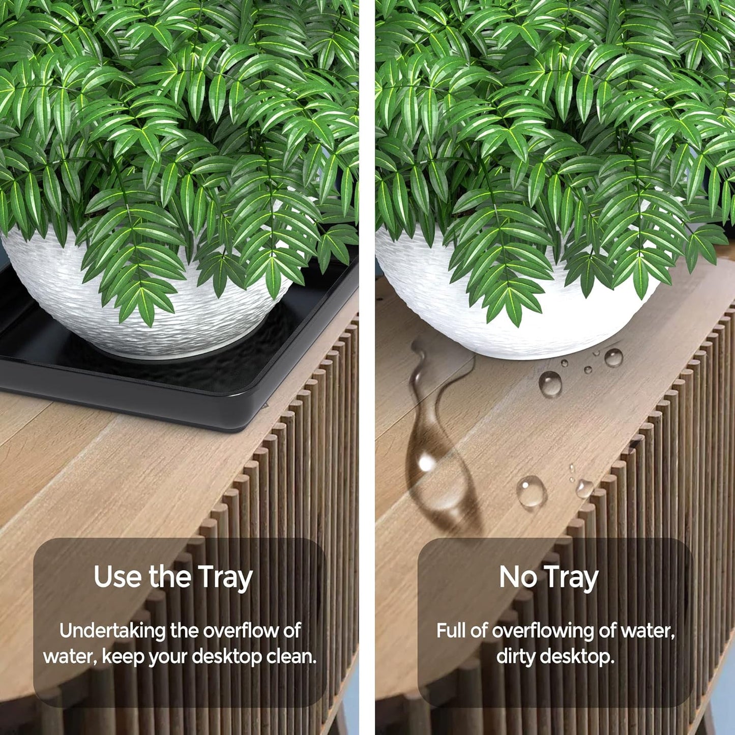 WAYNHUI Squared Plant Saucer 6/8/10/12/14/16/18/20inches Square Plastic Basin Tray Large/Small Water Receiving Tray (Black 12inch 5pack)