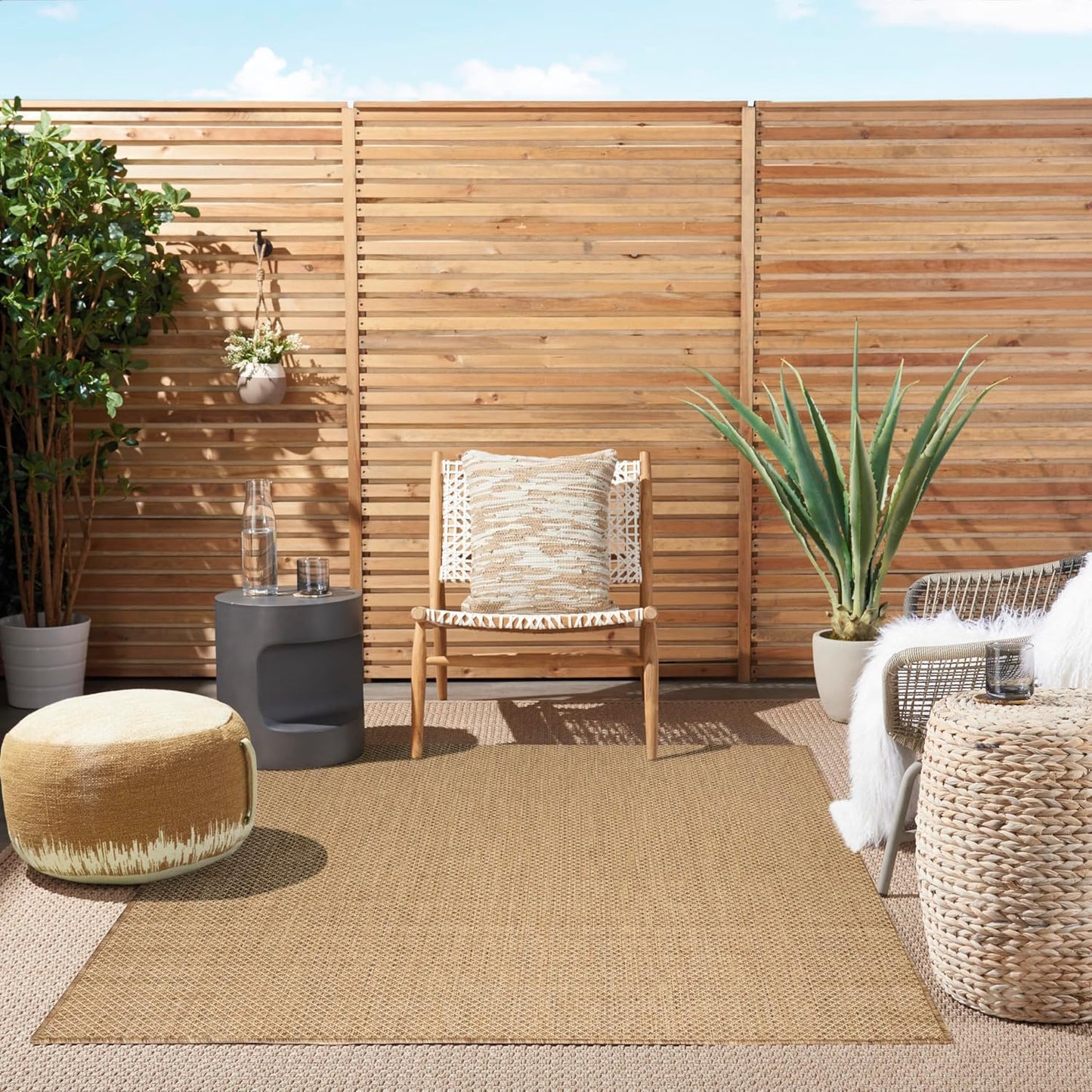 Nourison Home Courtyard Jute 5' x 7' Area Rug - Easy Clean, Non Shedding, Bed Room, Living Room, Dining Room, Kitchen (5' x 7')