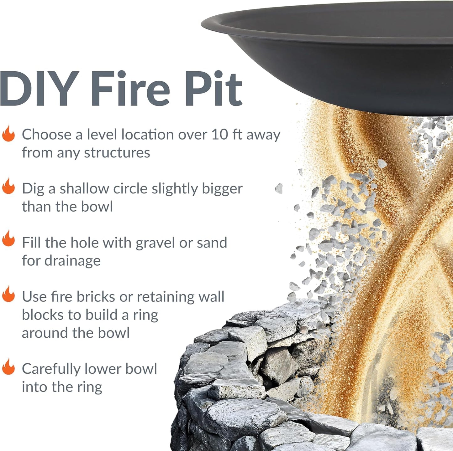 Sunnydaze Outdoor Fire Pit Bowl Replacement Insert for DIY Ring or Existing Stand - Wood-Burning Fire Bowl for Outside - 39-Inch