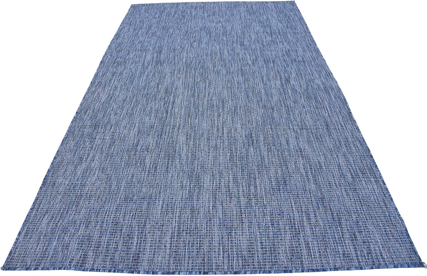 Unique Loom Collection Casual Transitional Solid Heathered Indoor/Outdoor Flatweave Area Rug (5' 3" x 8' Rectangle, Blue/Navy Blue)