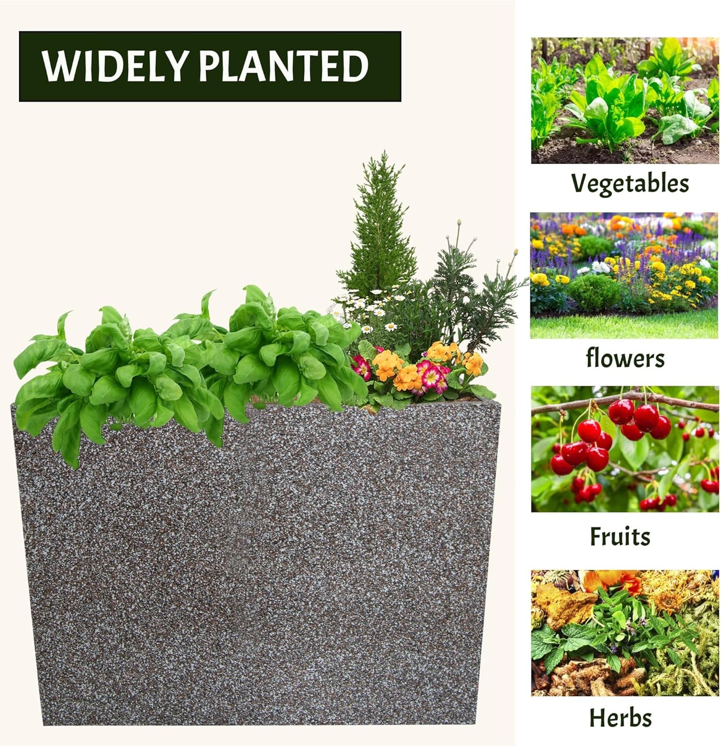 Metal Planter Box Rectangular Planter, 35.5" Lx 10" Wx 28" H Terrazzo Pink Large Planters with Drainage Holes, Galvanized Steel Tall Planters for Patio/Porch