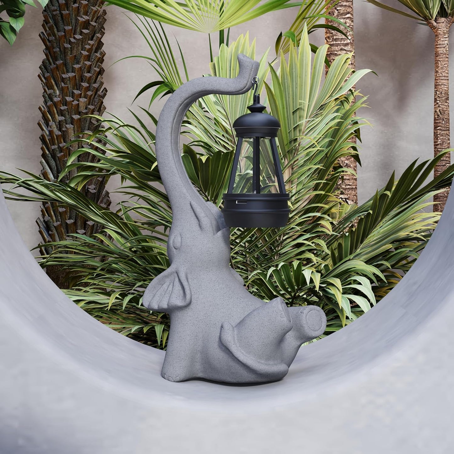 Garden Decoration, Figurine, Lawn Statue, Sculpture Ornament, Animal Figurine - Cat Resin Statue with Lantern (Face Upward)