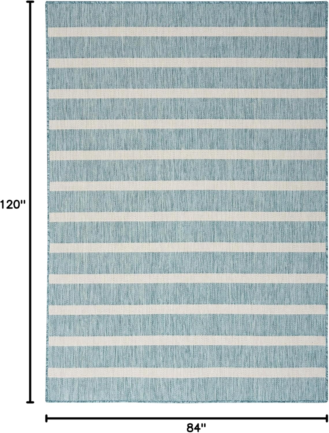 Nourison Home Positano Indoor/Outdoor Aqua Ivory 7' x 10' Area -Rug, Easy -Cleaning, Non Shedding, Bed Room, Living Room, Dining Room, Deck, Backyard, Patio (7x10)
