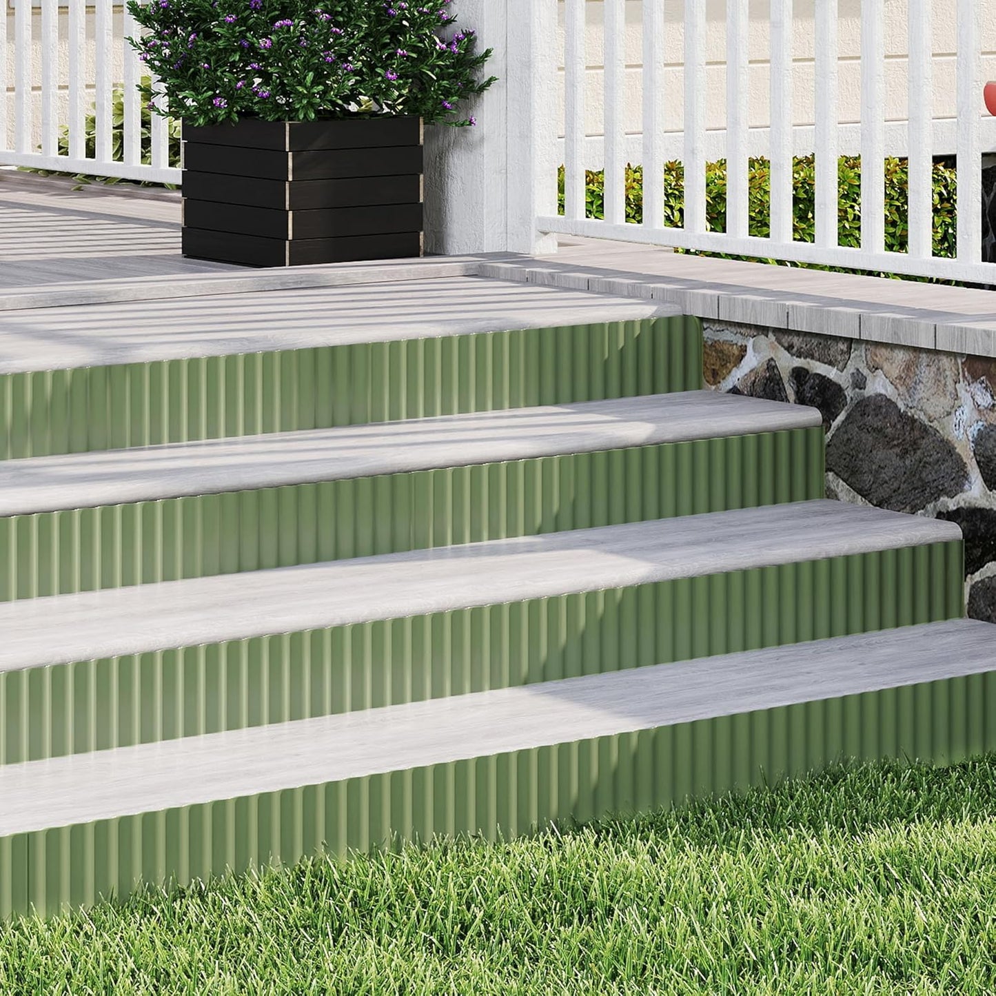 Metal Garden Edging Border, Corrugated Steel Landscaping, DIY for Lawn (Green, 6 Inch x 40FT)