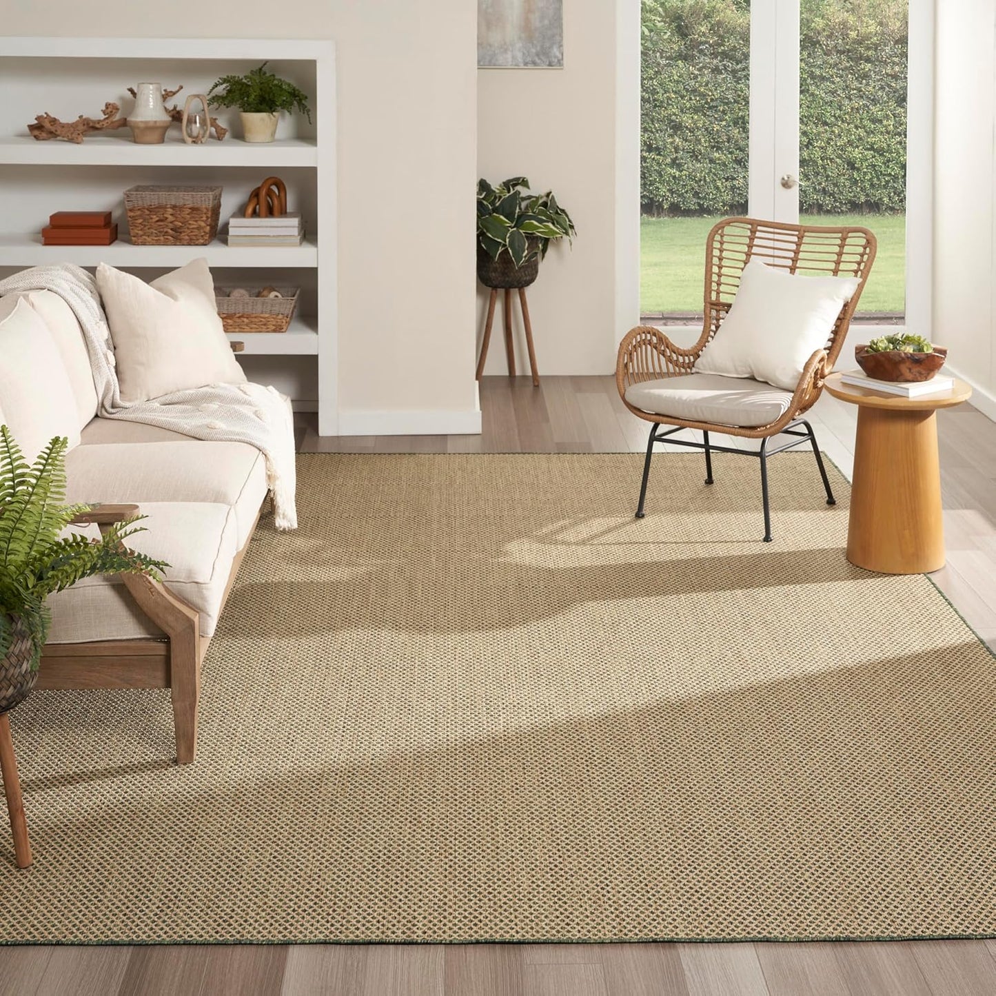 Nourison Home Courtyard Green 8' x 10' Area Rug - Easy Clean, Non Shedding, Bed Room, Living Room, Dining Room, Kitchen (8' x 10')